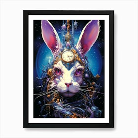 Rabbit In A Clock Art Print