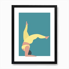 Yoga pose woman in green Art Print