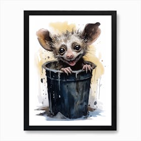 Adorable Chubby Possum In Trash Can 1 Art Print