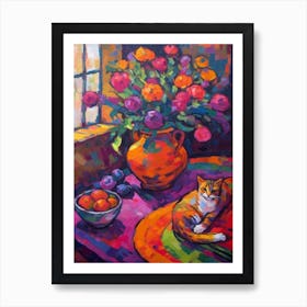 Heather With A Cat 2 Fauvist Style Painting Art Print