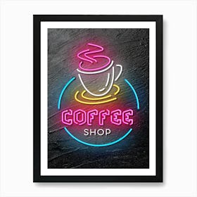 Coffee — Neon food sign, Food kitchen poster, photo art Art Print