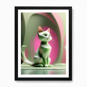 3d Cat Art Print