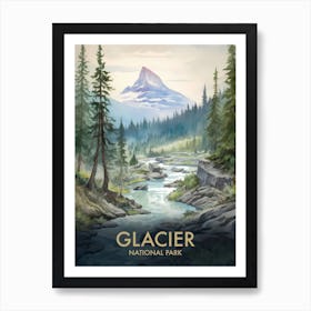 Glacier National Park Vintage Travel Poster 5 Art Print