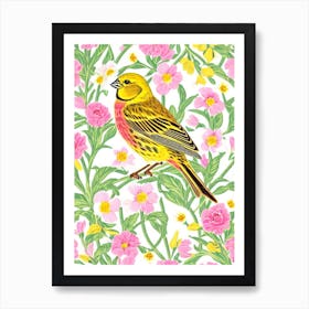 Yellowhammer 3 William Morris Style Bird Art Print