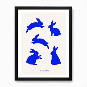 Lucky Bunny Electric Blue Art Print