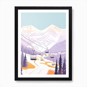 Lake Louise Ski Resort   Alberta, Canada, Ski Resort Pastel Colours Illustration 0 Art Print