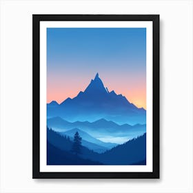 Misty Mountains Vertical Composition In Blue Tone 98 Art Print