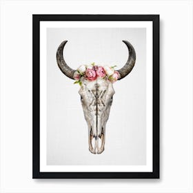 Floral Cow Skull Art Print