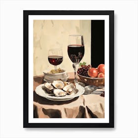 Atutumn Dinner Table With Oysters And Wine, Painting Art Print