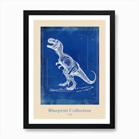 T Rex Blue Print Inspired 4 Poster Poster