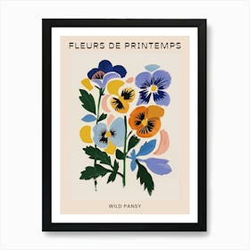 Spring Floral French Poster  Wild Pansy 1 Art Print