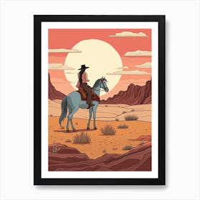 Cowgirl Riding A Horse In The Desert 9 Art Print