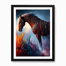 Elegant Prismatic Arabian Horse Digital Art Art Print