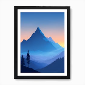 Misty Mountains Vertical Composition In Blue Tone 131 Art Print