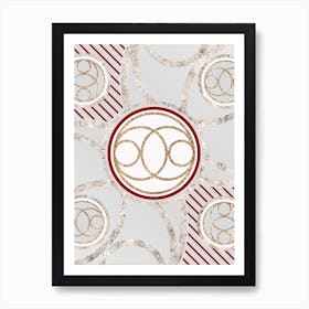 Geometric Abstract Glyph in Festive Gold Silver and Red n.0013 Art Print