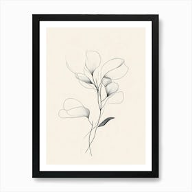 Black And White Flower Drawing Art Print