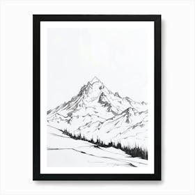 Mount Rainier Usa Line Drawing 4 Art Print