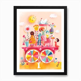 Happiness On Wheels Art Print