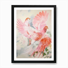 Pink Ethereal Bird Painting Pheasant 3 Art Print