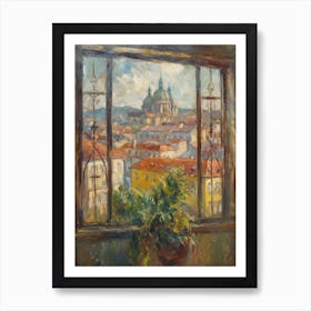 Window View Of Prague In The Style Of Impressionism 3 Art Print