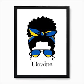 Cute Women Style Wearing Ukraine Flag Glasses Art Print