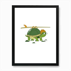 Surfing Turtle Art Print