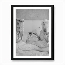 Women Drinking Wine In Bed Art Print