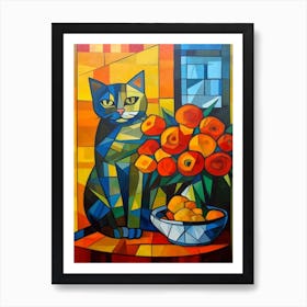 Marigold With A Cat4 Cubism Picasso Style Art Print