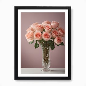 A Vase Of Pink Roses 94 Art Print