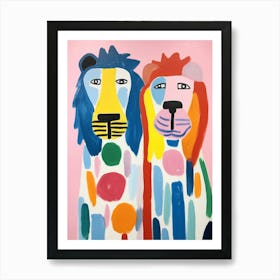 Colourful Kids Animal Art Lion 5 Art Print