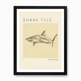 Mako Shark Vintage Illustration 5 Poster Art Print