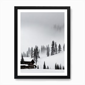 Vail, Usa Black And White Skiing Poster Art Print