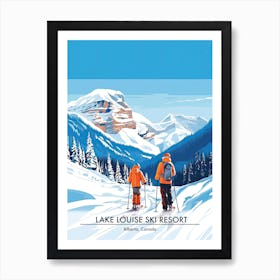 Lake Louise Ski Resort   Alberta Canada, Ski Resort Poster Illustration 1 Art Print