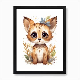 Watercolour Jungle Animal Baby Margay 1 Art Print