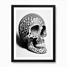 Skull With Terrazzo 3 Patterns Linocut Art Print