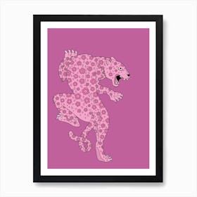 Pink floral tattoo leopard Art Print