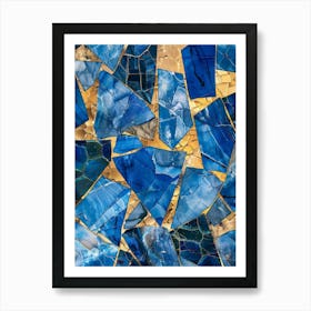 Blue And Gold Mosaic Background Art Print