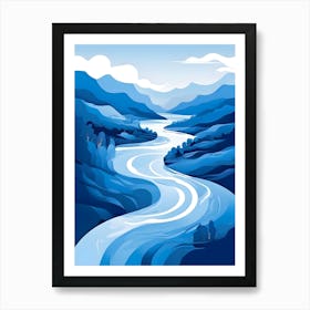 Blue River In The Mountains 1 Art Print