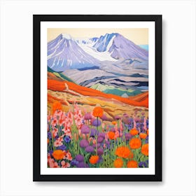 Mount St Helens United States 3 Colourful Mountain Illustration Art Print