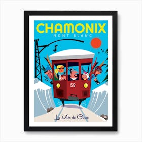 Chamonix Mer De Glace Poster Blue Art Print