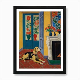 Dog In Front Of Fireplace Style Henri Matisse Art Print