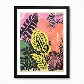 Colourful Botanical Risograph Style 27 Art Print