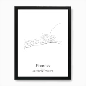 Finnsnes,Norway Minimalist Map Art Print