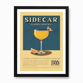 Sidecar Classic Cocktail Art Print