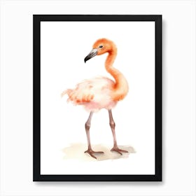 Baby Pink Flamingo Watercolour Nursery 1 Art Print