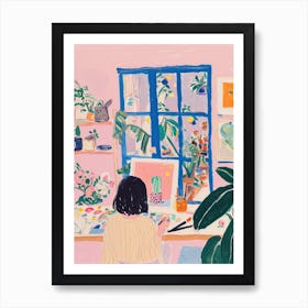 Girl Artist Studio Lo Fi Kawaii Illustration 2 Art Print