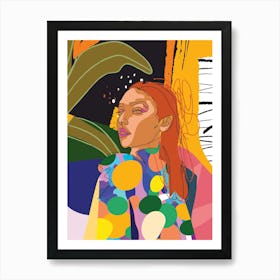 Woman In A Colorful Dress Art Print