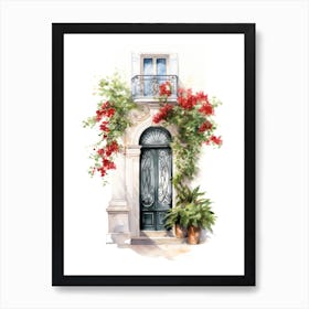 Marseille, France   Mediterranean Doors Watercolour Painting 1 Art Print