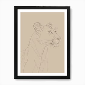 Lion Drawing - Boho, Line Art Art Print