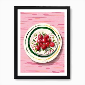 A Plate Of Caprese Salad, Top View Food Illustration 4 Art Print